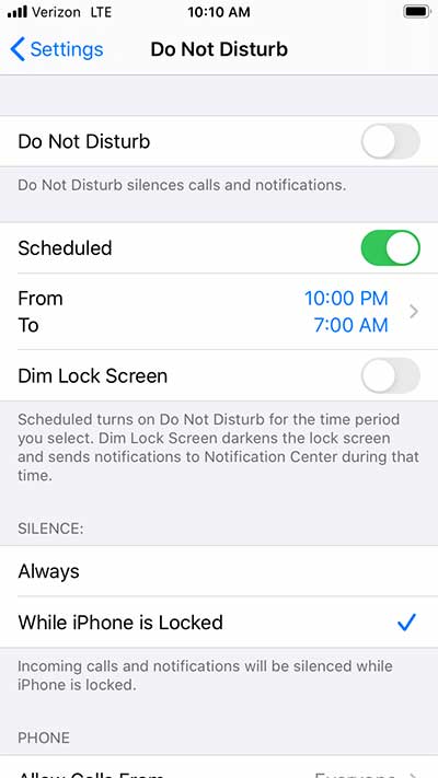 Schedule the DND option at certain times.